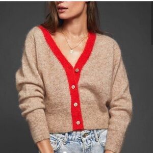 Anine Bing Mason Color Block Cardigan Mohair Sweater